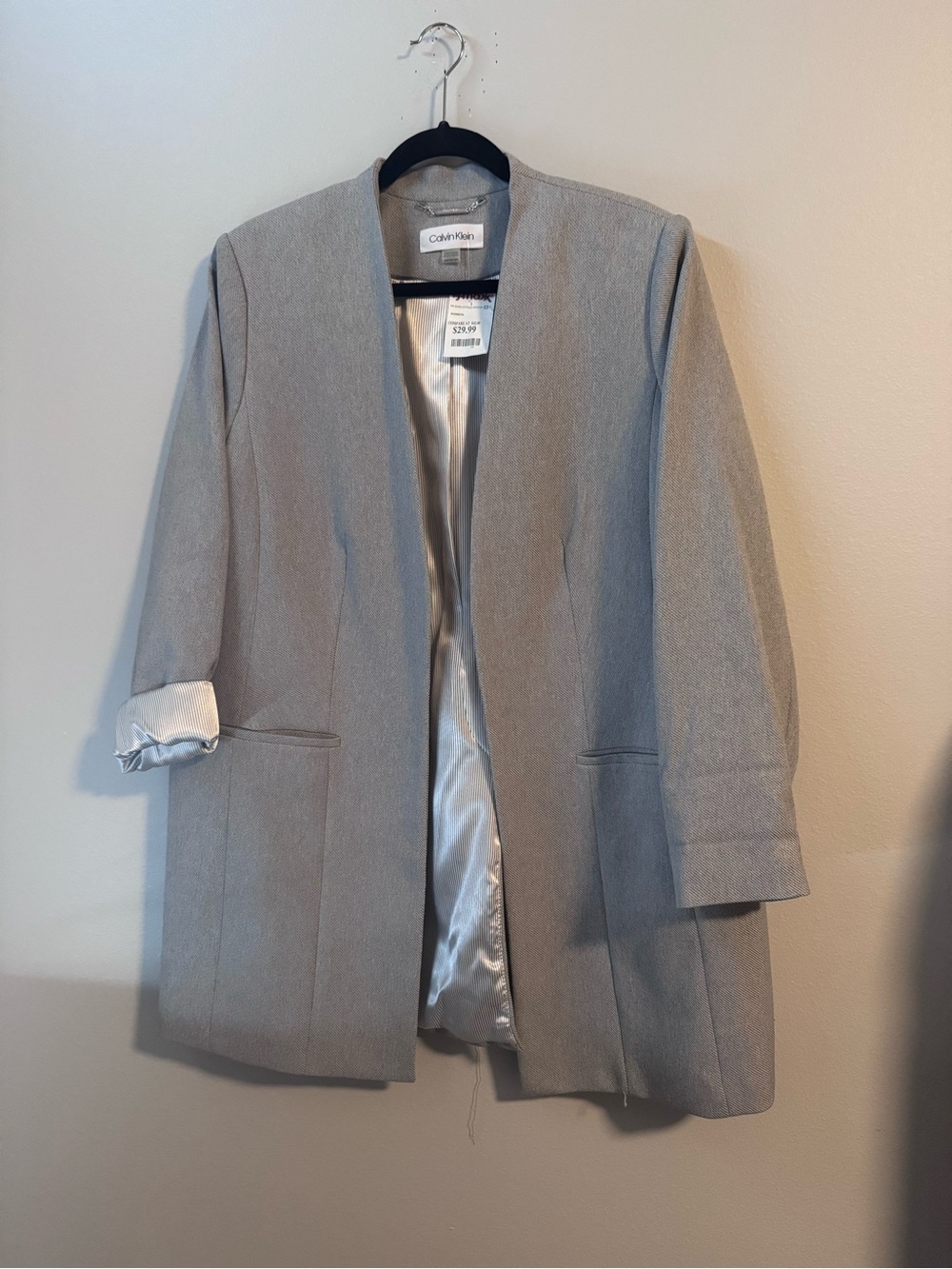 Calvin Klein Gray Open Front Blazer
